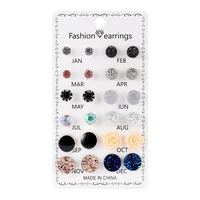 

New Fashion 12 pairs/set Statement Accessories Gift Women Crystal Flower Ball Stud Earrings Jewelry Kit