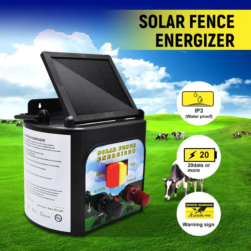 0.15j 5km Solar Powered Electric Fence Animals Energizer For Cattle