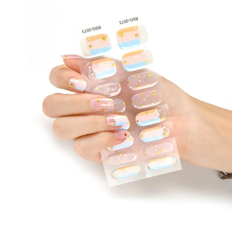 

OEM Latest Design Korea Semi-cure UV Gel Nail Sticker Semi Cured Gel Nail Sticker, 100 colors