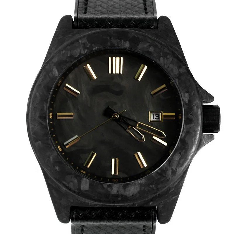 

Gold pointer custom brand waterproof forged carbon fiber branded wrist watch