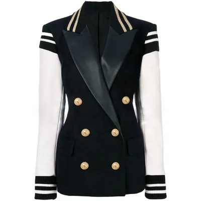 

2021 New Arrival Fashion Design Women Patchwork Pu Leather Jacket Women Blazer Jacket