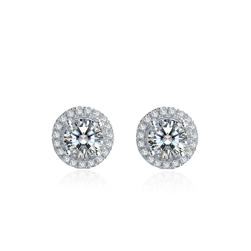 

925 Sterling Silver Earrings 0.5ct 5.0mm Moissanite Main Stone Fine Silver Jewelry custom 14k 18k gold plated S16A