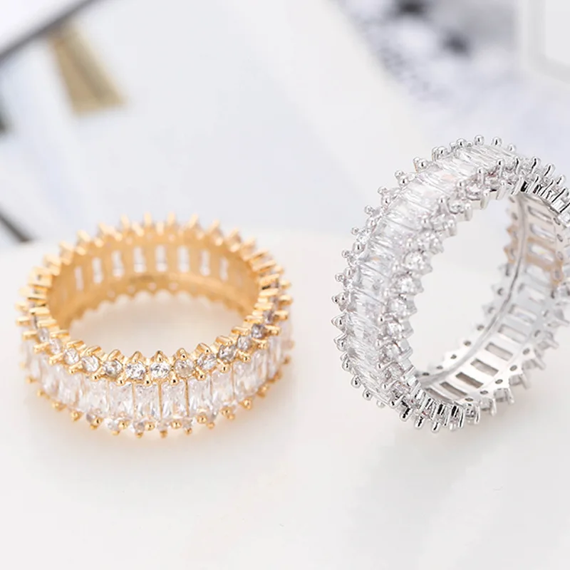

Wholesale Custom Engagement Wedding Female Cubic Zirconia Ring Jewelry Copper Gold Plated Rings Designs For Ladies YF2458