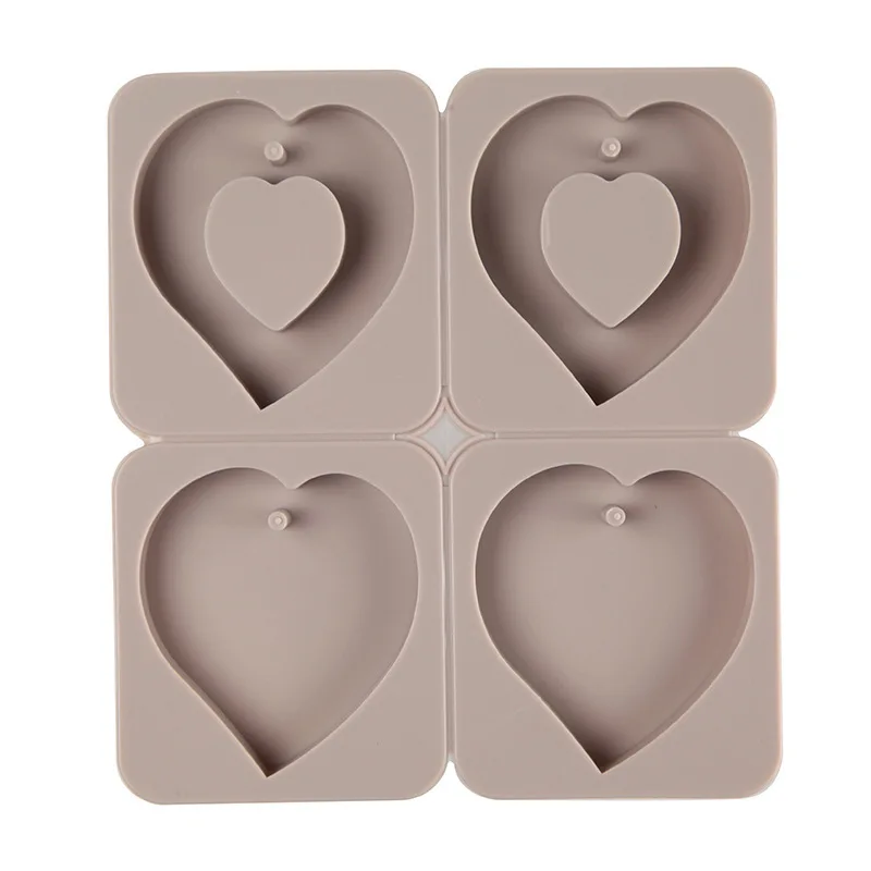 

1113 Silicone 4-piece Love Aromatherapy Wax Mold DIY Gypsum Wax Brand Silicone Pendant Epoxy Resin Mold, Picture colors