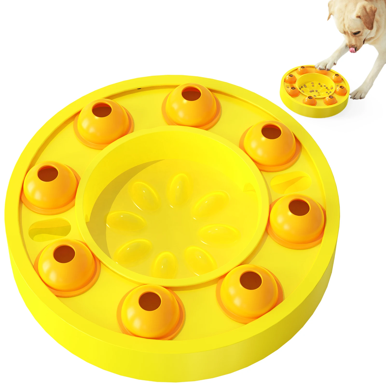 

Dog Puzzle Toys Turntable Slow Feeder Educational Toy Interactive Leaking Food Bowl Slowly Eating Bowl Pet Cat Dog Training Game, Yellow/green/blue