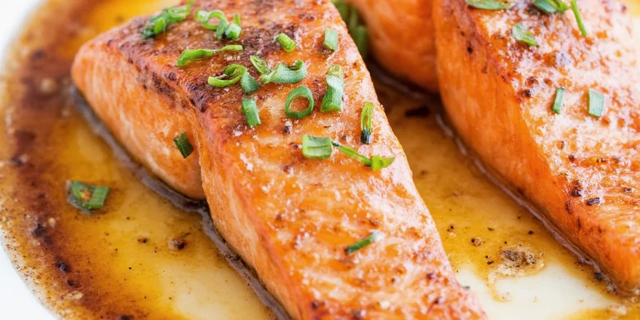 Three different honey and balsamic salmon dishes plated