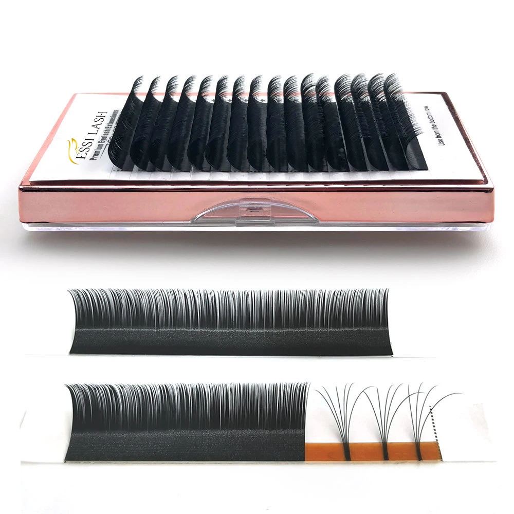 

Private Label Cashmere Volume Easy Fanning Eyelash Extensions, Dark matte black