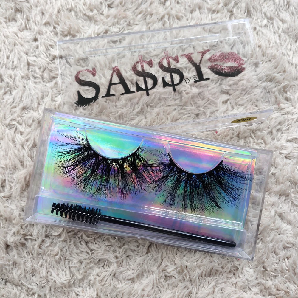 

Own Brand Custom Packaging Box Vendor Korean Whosale 25mm 3D Mink False Eyelash 6D Faux Mink Silk Black Cotton Customized