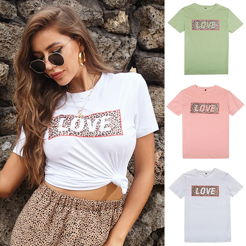 

Springway Summer Best Sale Letter Print Short Sleeves T-shirt Women O-neck Fashion Casual Loose Plus Size Ladies T-shirts, Pink,white,green