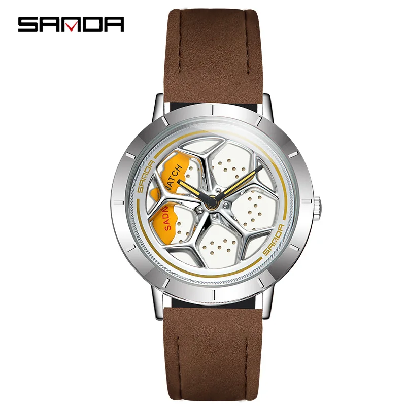 

P1022 Leather Strap Best Cheap Quartz Watches Sports Men Watch With Rotating dial