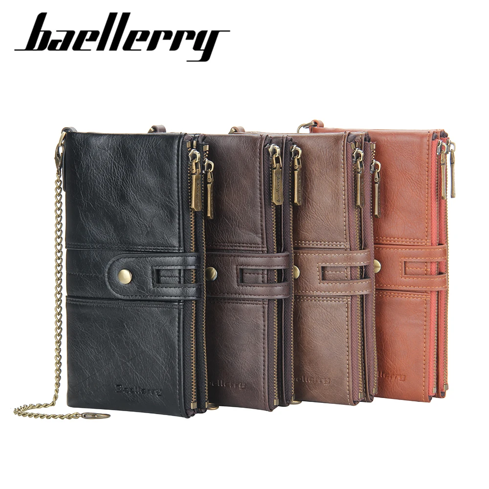 

2021 new Baellerry designer wallets famous brands long modern travel wallets leather men wallet chain card holder with zipper