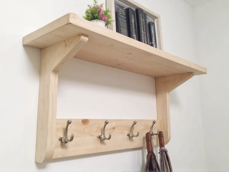 Creative DIY coat rack with integrated shelf and umbrella storage
