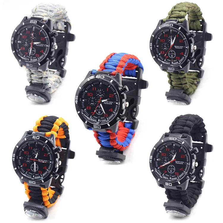 

Wholesale Fashion Survival Watch Bracelet With Compass, Multi-colors