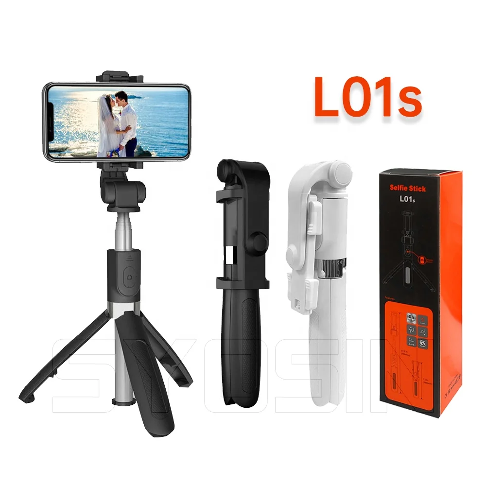 

L01s Selfie Stick Extendable Wireless Selfie Stick with Detachable Wireless Remote Multifunctional Tripod, Black / white / red / blue