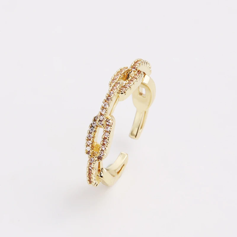 

Simple Geometric Chain Open Finger Ring s925 Silver Plated Micro Diamond Ring Retro, Picture shows