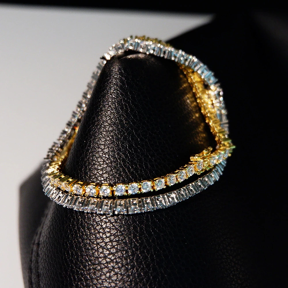 

2022 New design 18K Gold Plated Cuban Chain Diamonds Women Men's Cuban Chain Hip Hop Tennis Bracelet