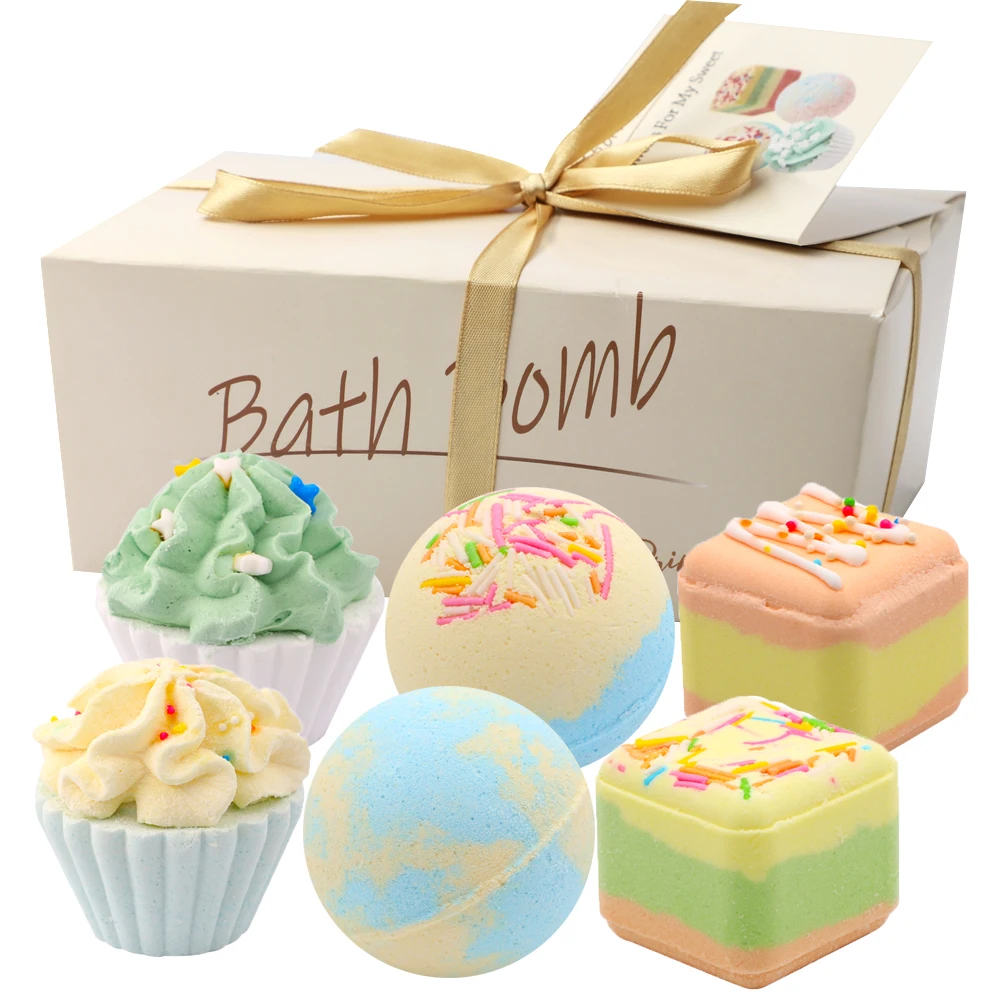 

Hot Selling Gift Set Natural Aromatherapy Lavender Vegan Private Label Luxury Bubble Kid Cute Handmade Cupcake Fizzy Bath Bomb