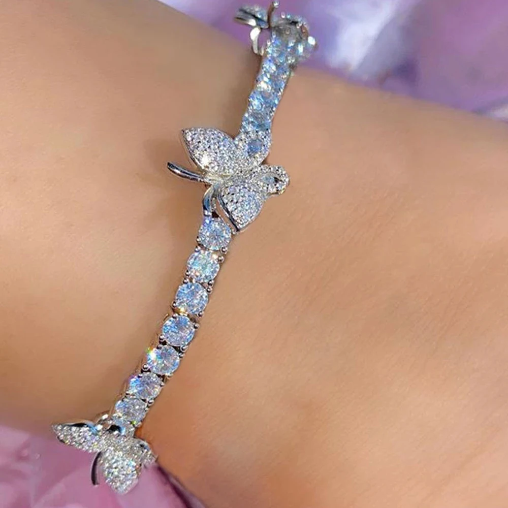 

Women anklet bracelet Cute Butterfly Charm Rhinestone butterfly anklet stainless steel, Gold, silver color