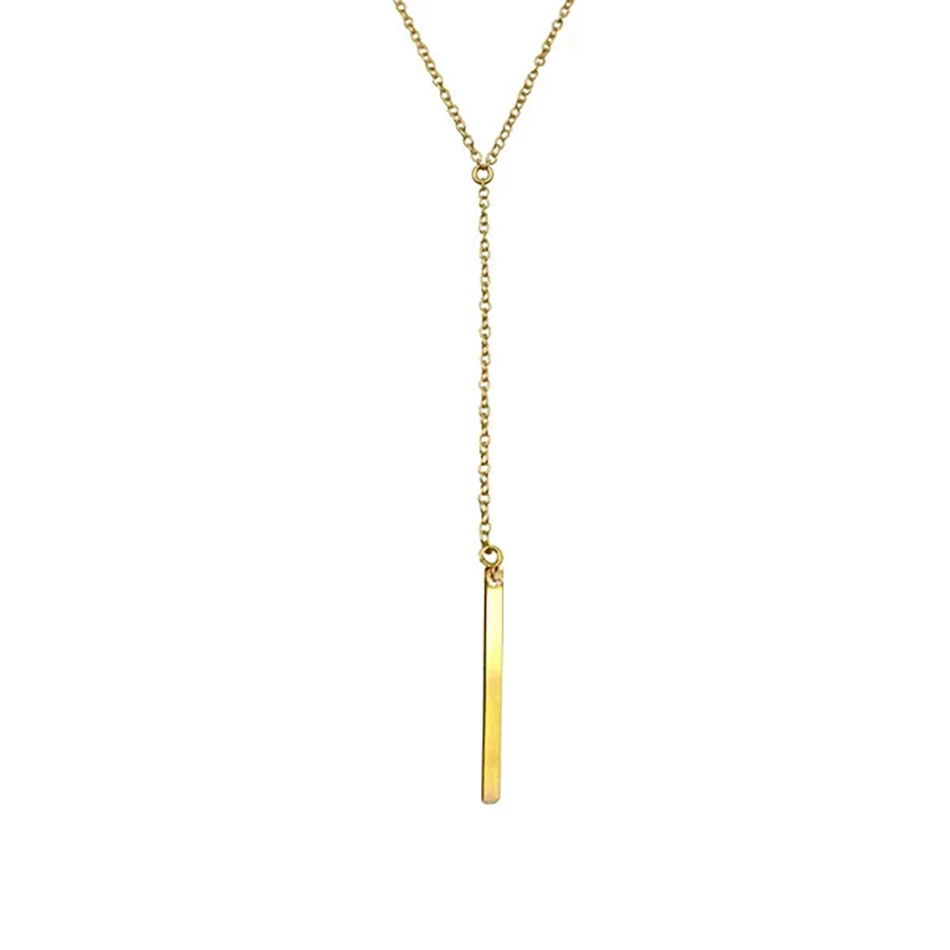 

luxury band 925 Sterling Silver Long Chain Gold Plated Lariat Bar Necklace for women