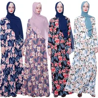 

The Newest Islamic Muslim flower printing Clothing Women Abaya Islamic Clothing floral long abaya