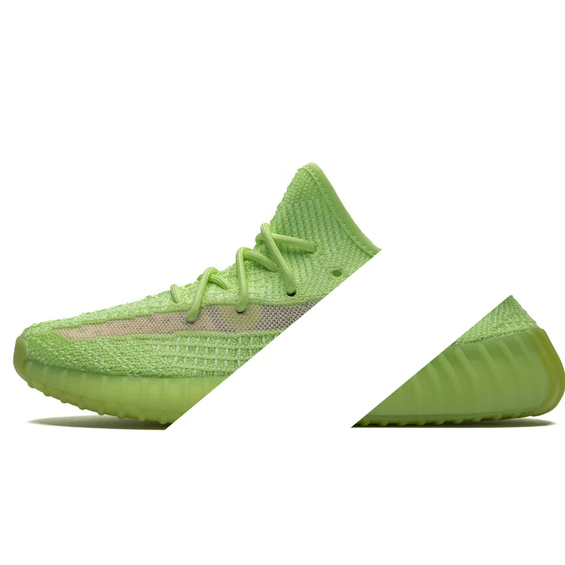 

Kniting Mesh Stock X Fluorescence Sneaker Style Men Women Casual Sneaker Sports Shoes Yeesy 350, 26 colors
