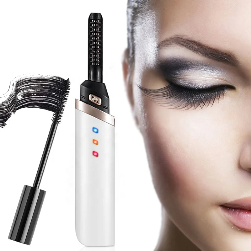 

Handheld Electric Heating Mini Eyelashes Curlers Temperature Adjustable Eyelash Heat Curler Eyelash Curler with Comb, White, black