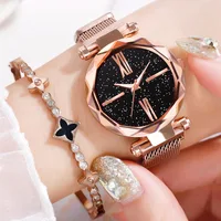 

New Fashion 2019 Ladies Wrist Watches for Women Rose Gold Magnet Starry Sky Diamond Quartz Watch Clock Ladies Watch Reloj Mujer