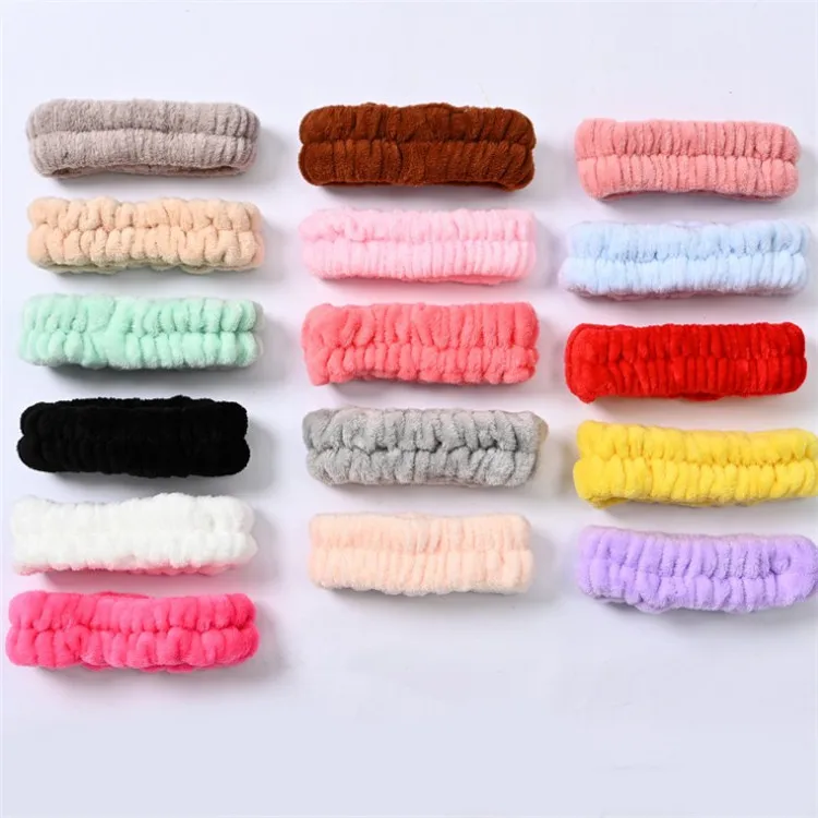 

Low MOQ High Density Coral Velvet Hairband Wash Face Hairband Makeup Microfiber Headband Elastic Hair Band
