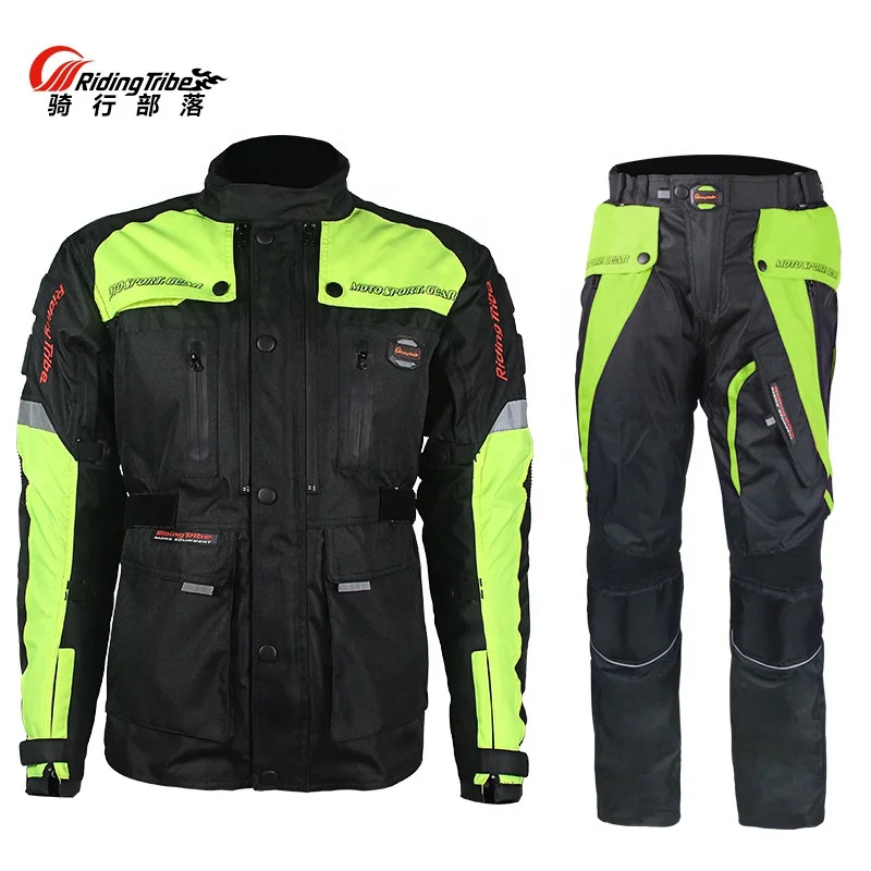 

Riding tribe motorcycle Motocross bike racing jacket suit waterproof moto jacket pants with removable lining CE protectors, Red and green