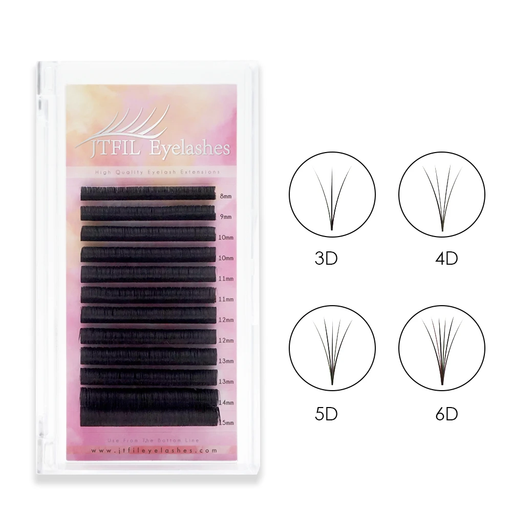 

JTFIL mink 0.05 0.07 silk 0.03 volume easy fanning individual private label easy fan eyelash extension, Natural black