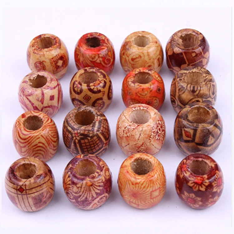 

100Pcs Dreadlock Bead Wooden Hair Beads Braiding Big Hole Dreadlock Bead Ring Tubes For Braiding Hair Extension Accessories