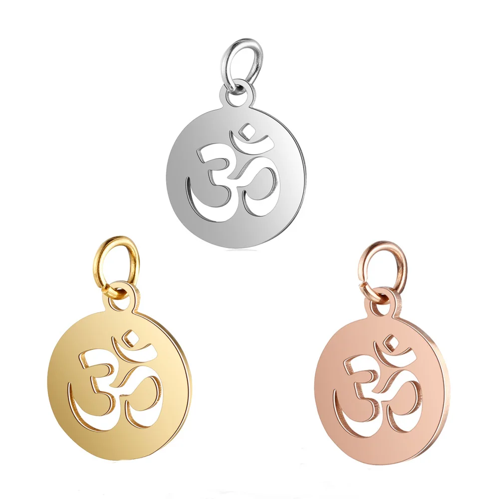 

Wholesale Yoga OM jewelry Charm Silver / Gold / Rose gold stainless steel small Pendant charms for jewelry making