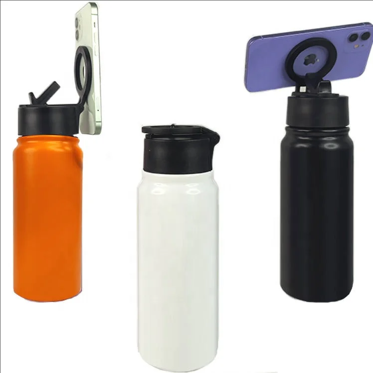 

Water bottle magnet lid 600ml 20 OZ magnetic phone holder bottle water bottle with magnetic cell phone holder