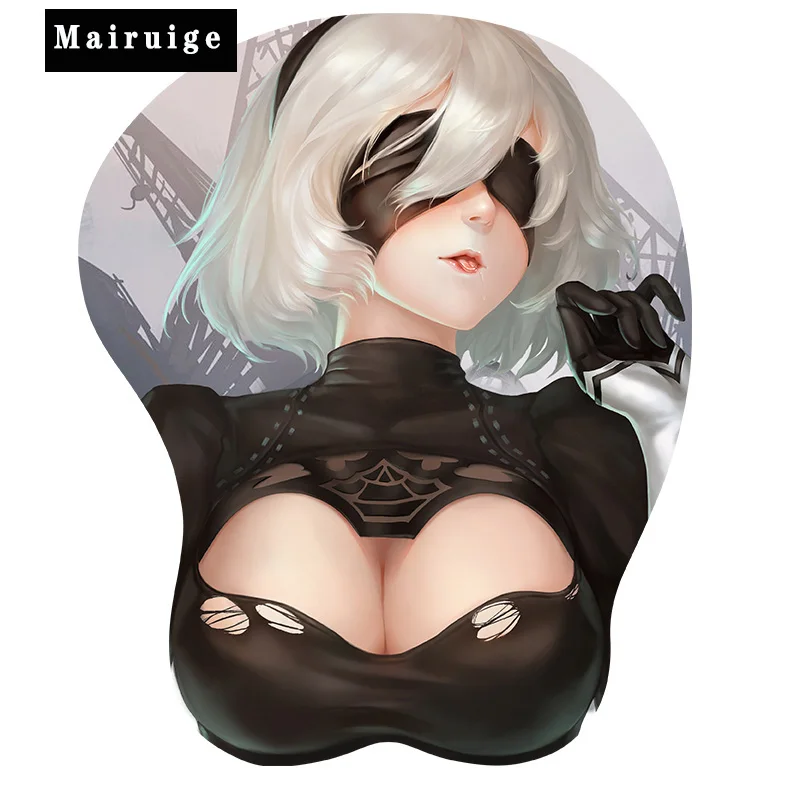 

New NieR:Automata 2B Sexy Gaming 3D Breast Mouse pad with Silicone GEL Wrist rest Size 26*22cm, Customized color