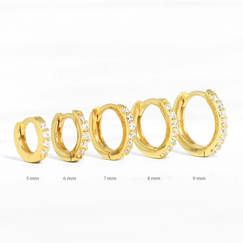 

CANNER Women 925 Silver Jewelry Zircon Diamond Hoop Earring 18K Gold Round Huggie Earrings