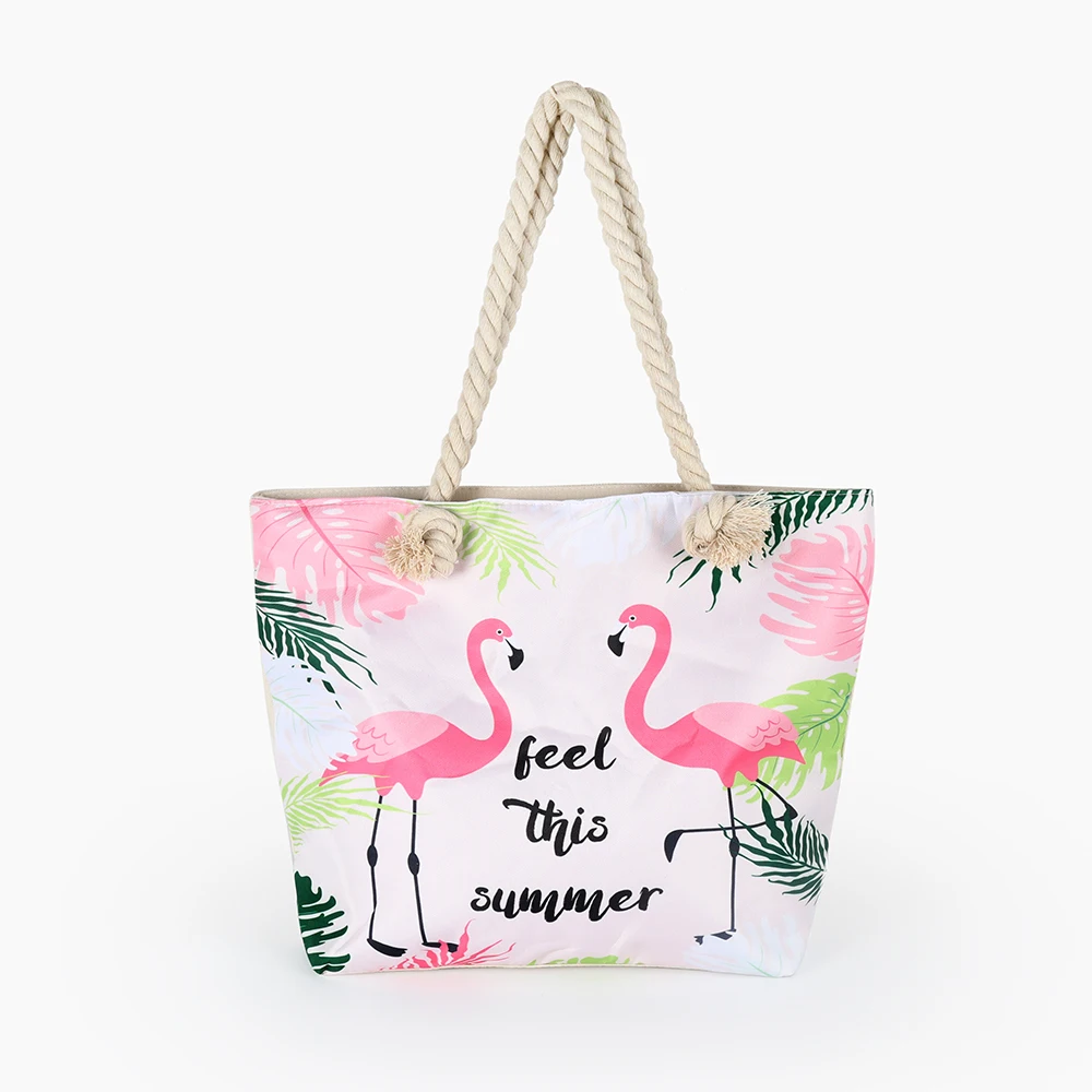 

Cartoon Flamingo Printed Women Shoulder Straw Bag Female Tote Handbag Lady Shopping Bag Fashion Large Capacity Summer Beach Bags, Many