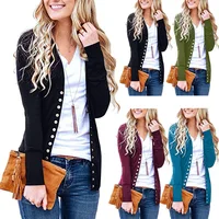 

Ready To Ship V-Neck Long Sleeve Button Cardigan Top