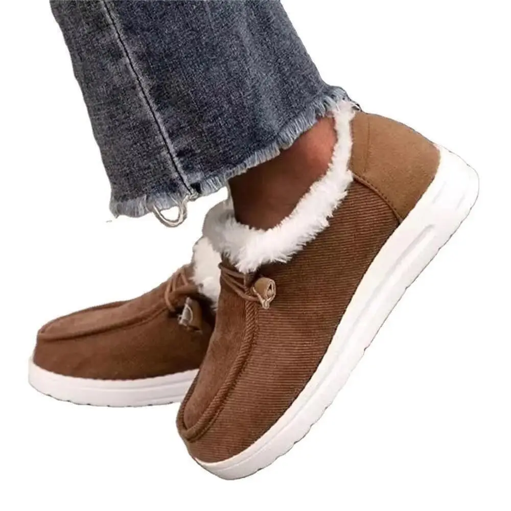 

2021 autumn and winter new women's shoes large size flat cotton shoes women carrying warm fur, Pictures shown