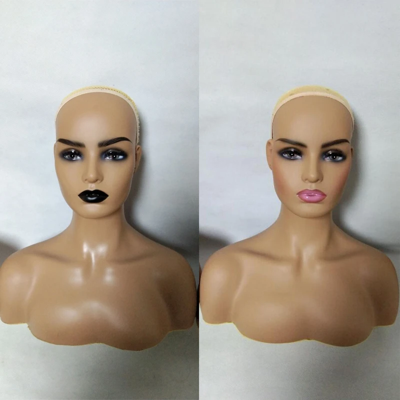 
Female Mannequin Head with Shoulders for Wig Display Half Body Double Shoulder PVC Training Mannequin Heads 6 Colors Available 