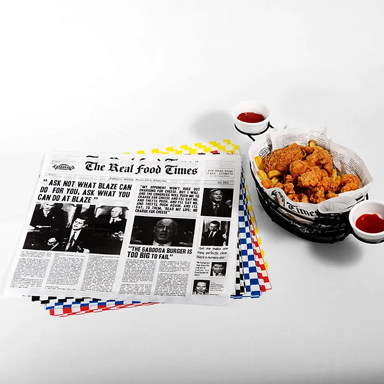 
Newspaper style paper liner greaseproof 