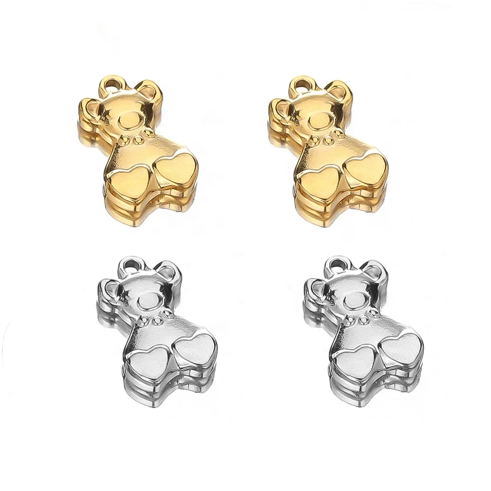 

Stainless Steel Cute Heart Bear Pendant Animals Charms for DIY Jewelry Making Necklace Findings Crafts Bracelet Accessories