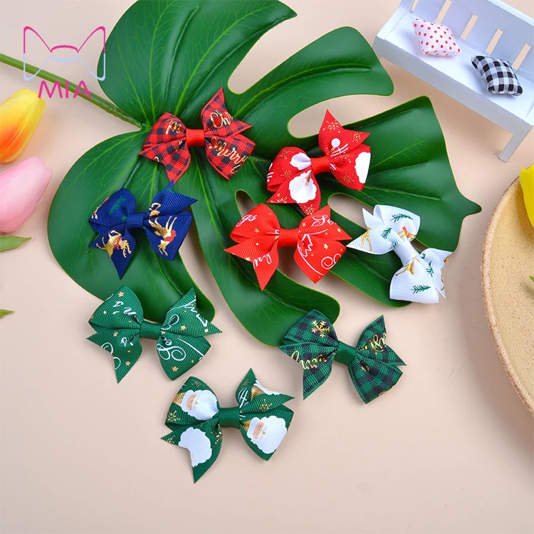 

Free Shipping Christmas Hair Bow Clips Hair Swallowtail Bows For Baby Girl Kids Boutique Bow Clips WomenHeadband 384