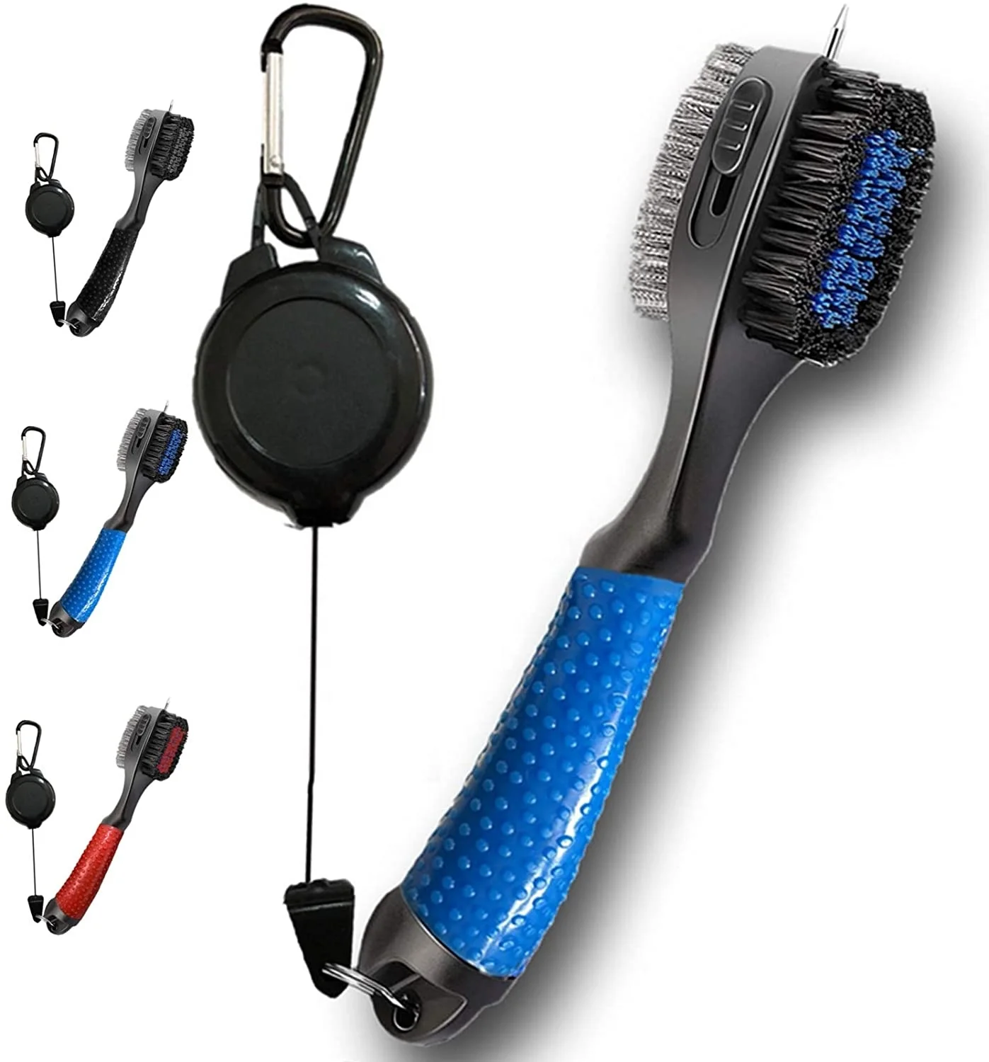 

Manufacture Golf Club Brush Groove Cleaner Cleaning Kit Oversized Brush Head Pack Golf Tools Accessories Iron Cleaner with Clip, Black,blue, red