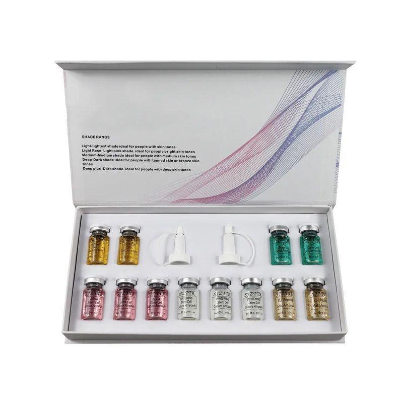 

Hot selling whole sale price Dr Drawing Dermapen Derma White Korean bb serum glow BB serum Booster start kit 8ml x 12vials, Light,medium,dark color