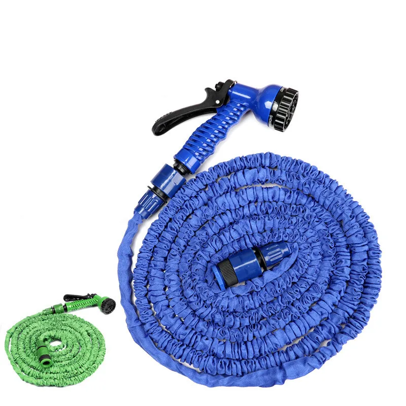 

Best Choice Extra Strength Fabric 50 & 100 Ft Expandable Watering Washing Garden Hose with 7 Function Nozzle, Blue,green