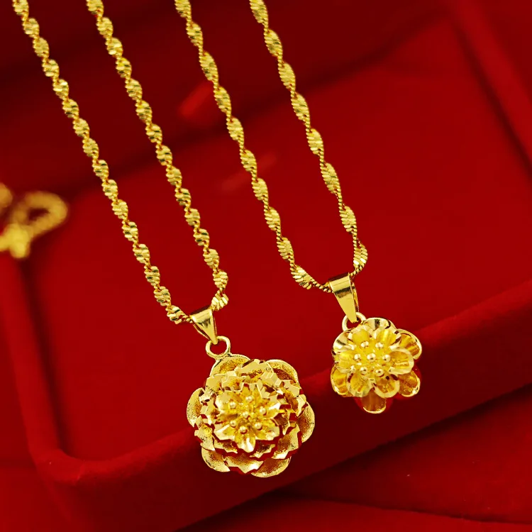 

Dropshipping Luxury Women's Wedding Engagement Jewelry 18k Gold Necklace Fashion Chain Necklaces Elegant Flower Chocker Gifts