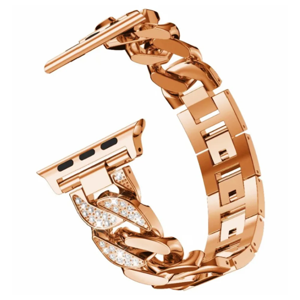 

Ladies Gift Stainless Steel Mesh Chain Belt Watch Band for Apple Watch Series 4 5, Silver, black, gold, rose gold