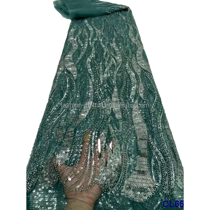

3d fashion beaned embroidery design lace fabric, Colour mixture