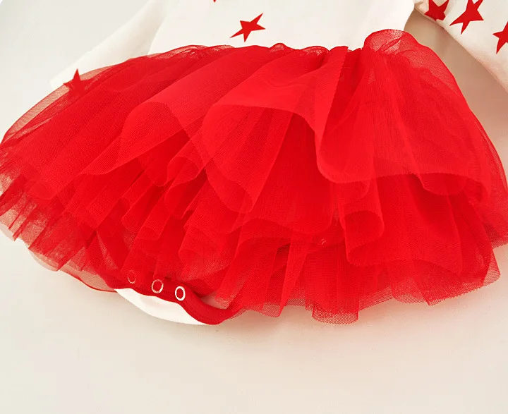 
Baby Spring and Autumn Dress Suit Pentagram Star Skirt One Piece Ball Gown Knitted 100% Cotton Bow Support Infants & Toddlers 