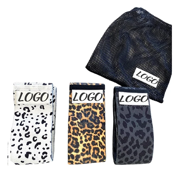 

High quality printing fabric Leopard Print Exercise Fitness Hip Loop Booty Resistance Bands Set, As pictures